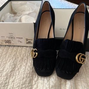 Gucci GG Marmont Suede mid-heel pump sz. 8